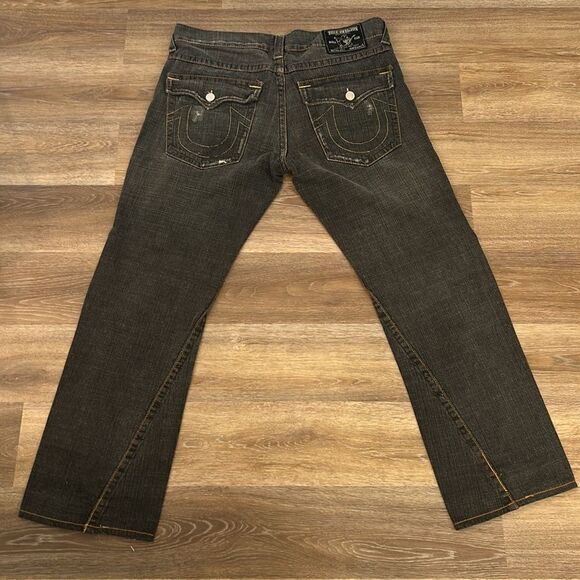 True Religion Men's Black Joey Distressed Straight Jeans Sz 36 - Picture 2 of 11